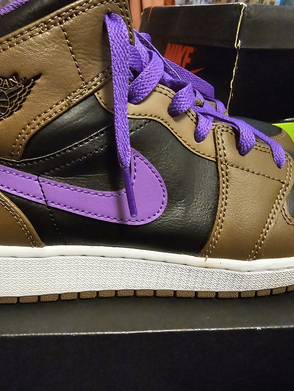 Nike Air Jordan High Top Sneaker — Black, Brown & Purple